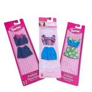 New Vintage Barbie 90s Clothing Sets Floral Denim Plaid